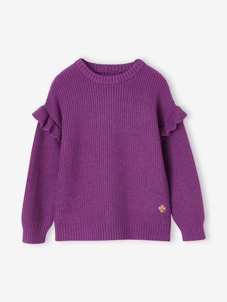 Mädchen Pullover Oeko-Tex - vanille+violett+wollweiß - 6