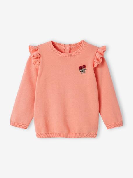 Baby Pullover mit Volants - rosa - 1