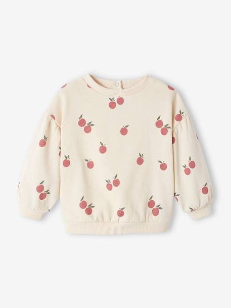 Baby Sweatshirt blush+wollweiß bedruckt/apfel 5