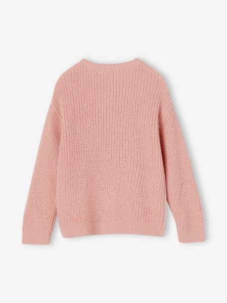 Mädchen Pullover - pudrig rosa+wollweiß - 2