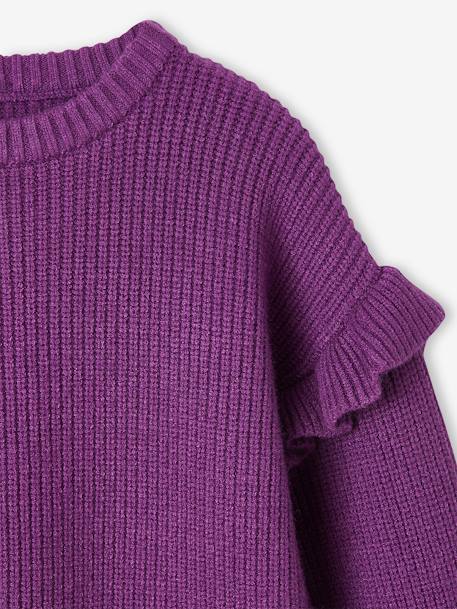 Mädchen Pullover Oeko-Tex - vanille+violett+wollweiß - 9