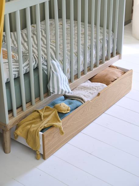 Bettschublade für Babybett KONFETTI - weiß/natur - 5