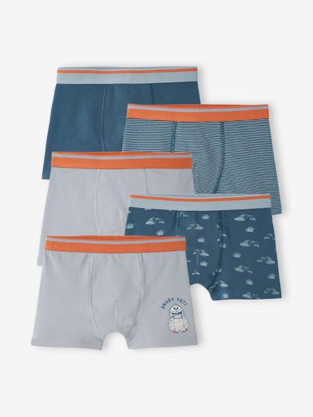 5er-Pack Jungen Stretch-Boxershorts, Yeti - graublau - 1