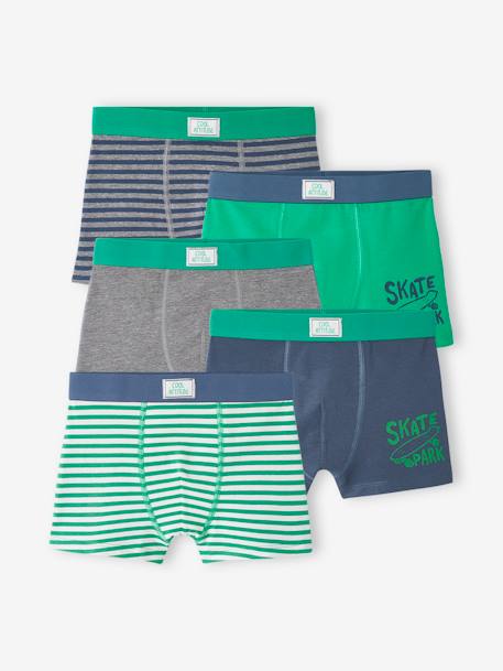 5er-Pack Jungen Boxershorts aus Stretch, Skater grün 1