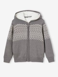 Jungenkleidung-Pullover, Strickjacken, Sweatshirts-Gefütterte Jungen Strickjacke