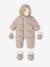 Baby Winter-Overall mit Fleecefutter, geblümt hellbeige bedruckt 1