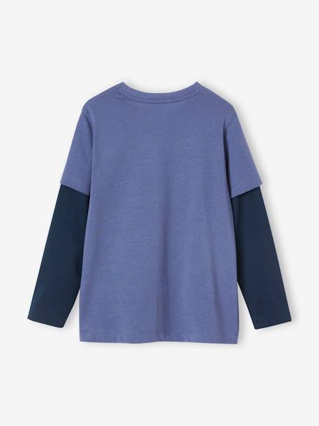 Jungen 2-in-1-Shirt Oeko-Tex eisblau+marine+nachtblau+olivgrün+schwarz+weiß meliert 3