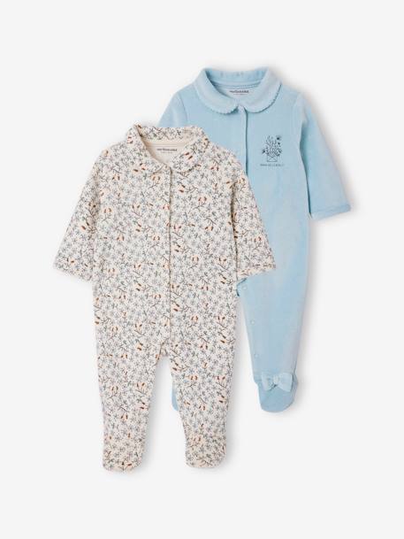 2er-Pack Baby Samt-Strampler Oeko-Tex himmelblau 1