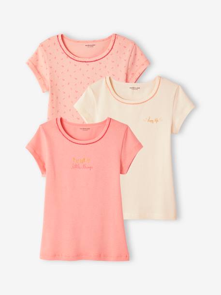 3er-Pack Mädchen T-Shirts, Ripp Oeko-Tex - rosa nude - 1