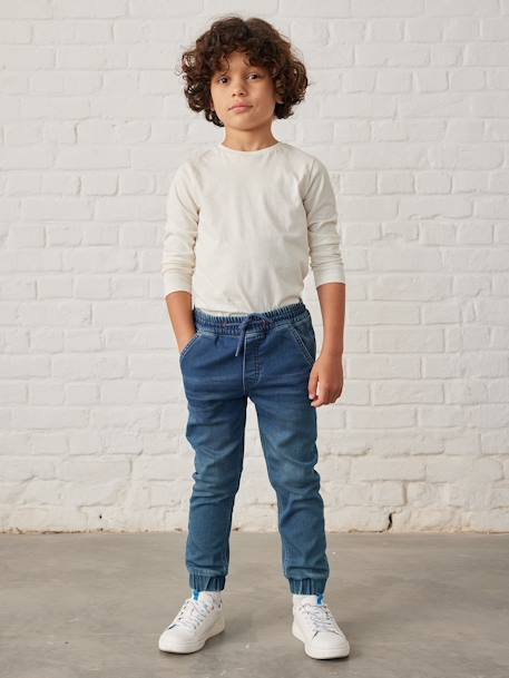 Jungen Sweathose, Jeans-Optik Oeko-Tex blue stone+grauer denim 8