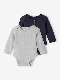 Babymode-Bodys-2er-Pack Baby Langarm-Bodys, Waffelpikee Oeko-Tex