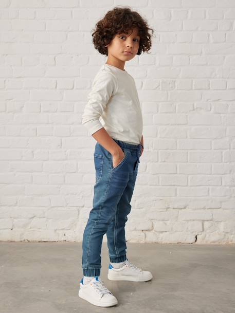 Jungen Sweathose, Jeans-Optik Oeko-Tex - blue stone+grau - 9