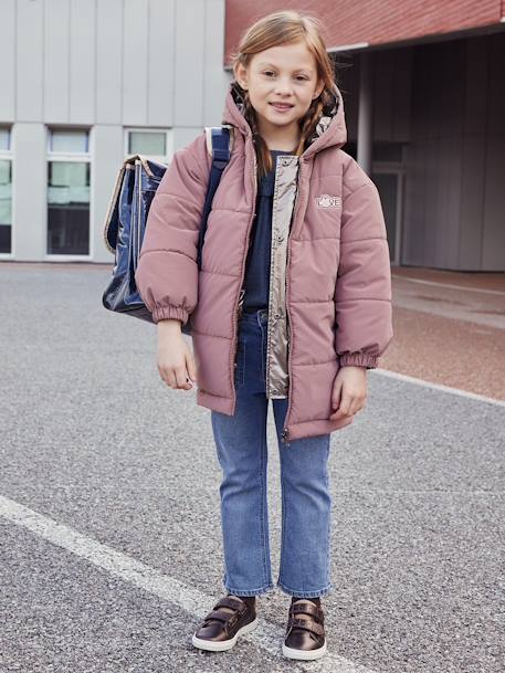 Mädchen Wende-Jacke mit Kapuze, Wattierung Recycling-Polyester silber 14