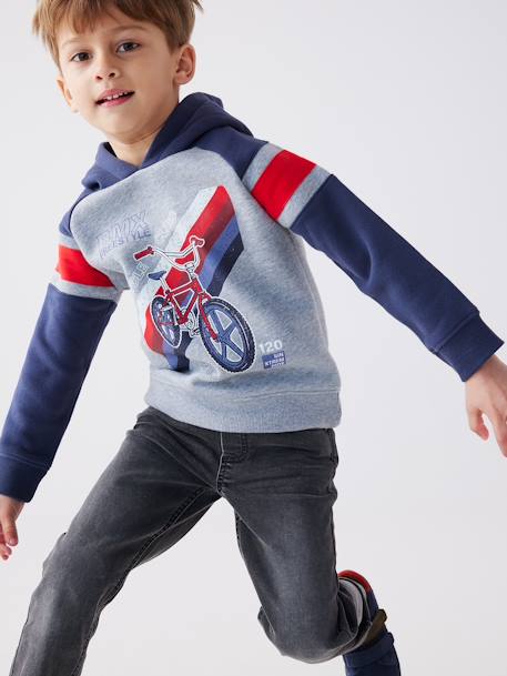 Jungen Kapuzensweatshirt - englischgrün+nachtblau+pekannüsse - 4