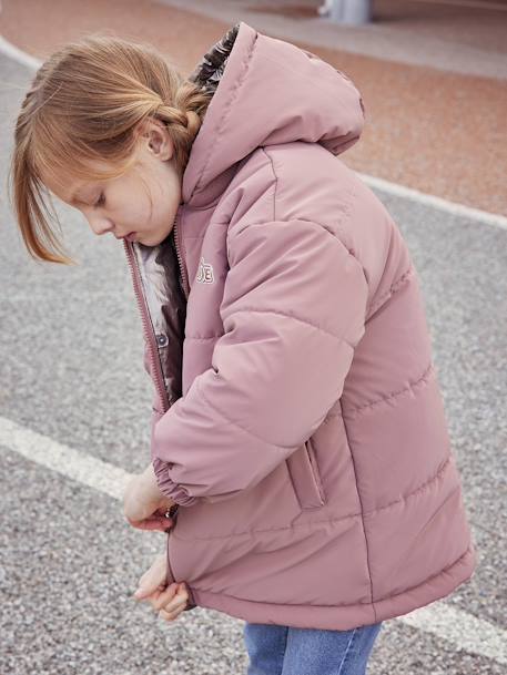 Mädchen Wende-Jacke mit Kapuze, Wattierung Recycling-Polyester silber 4