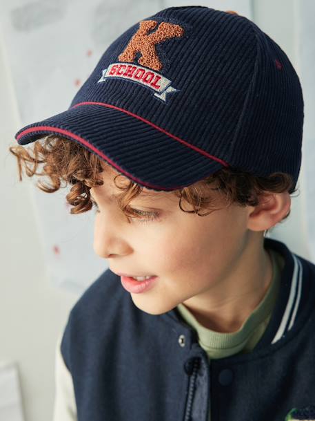 Warme Jungen Cap aus Cord - marine - 1