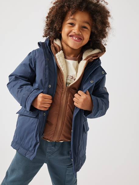 Jungen 3-in-1-Jacke mit Recycling-Polyester braun+dunkelblau/braun+elektrisch blau+graublau+khaki 10