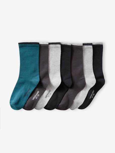 7er-Pack Jungen Socken, zweifarbig BASIC Oeko-Tex grau+grün+schokolade 1