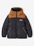 Jungen Steppjacke mit Kapuze, Recycling-Polyester - hellbraun+marine - 1