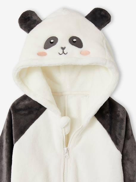 Kinder Overall / Onesie aus Plüsch PANDA grau 2