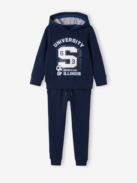 Jungen Sport-Set: Kapuzensweatshirt & Jogginghose - grün meliert+marine - 7