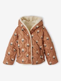 Maedchenkleidung-Wendbare Mädchen Kapuzen-Steppjacke mit Teddyfleece, Wattierung Recycling-Polyester