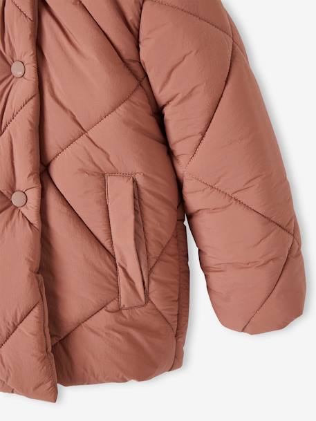 Mädchen Kapuzen-Steppjacke mit Teddyfleece-Futter, Wattierung Recycling-Polyester - blush - 6