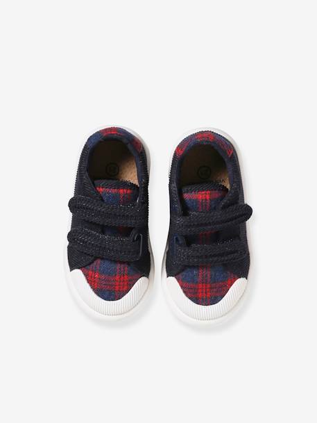 Baby Stoff-Sneakers mit Klettverschluss - blau kariert+grau kariert - 4