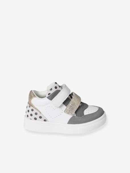 Baby Klett-Sneakers Tupfen weiß/grau 2