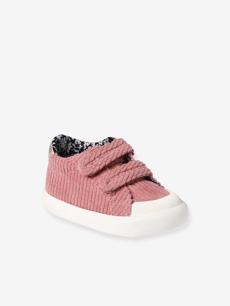 Baby Klett-Sneakers aus Cord altrosa+himbeer+marine 2