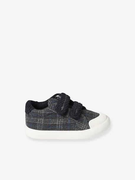 Baby Stoff-Sneakers mit Klettverschluss - blau kariert+grau kariert - 7