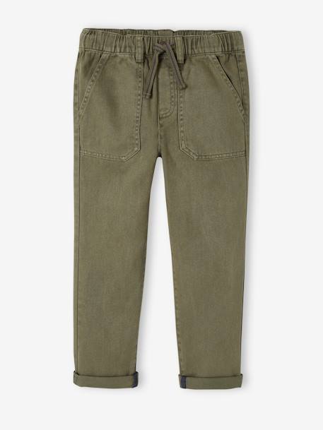 Jungen Hose mit Schlupfbund Oeko-Tex - camelfarben+graublau+moosgrün+nachtblau - 14