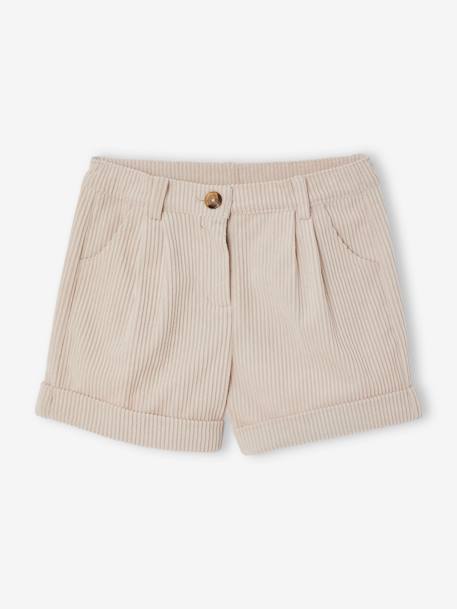 Mädchen Shorts aus Cord - beige+hellbraun - 1