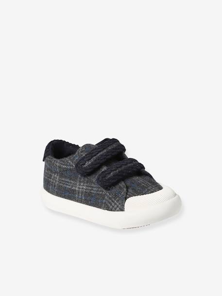 Baby Stoff-Sneakers mit Klettverschluss - blau kariert+grau kariert - 6