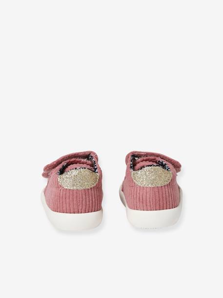 Baby Klett-Sneakers aus Cord - altrosa+himbeer+marine - 7