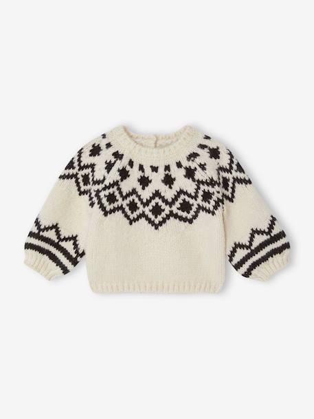 Baby Jacquard-Pullover Oeko-Tex - beige meliert - 2