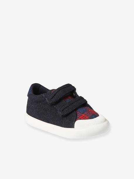 Baby Stoff-Sneakers mit Klettverschluss - blau kariert+grau kariert - 1