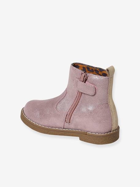 Mädchen Boots mit Anziehtrick - bronze+rosa - 8