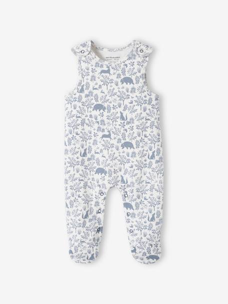 Baby-Set: Strampler, Body & Schmusetuch, Bio-Baumwolle Oeko-Tex - jeansblau+pudrig rosa - 2