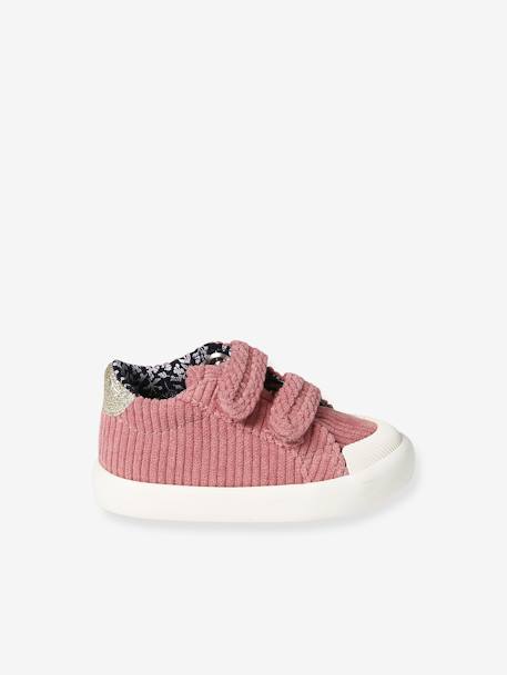 Baby Klett-Sneakers aus Cord - altrosa+himbeer+marine - 3