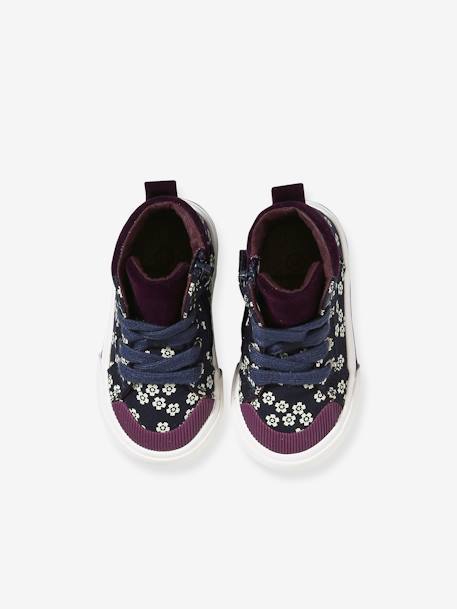 Hohe Baby Schnürsneakers mit Reißverschluss - violett bedruckt - 4