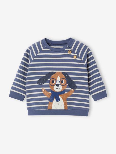 Baby Sweatshirt, Streifen Oeko-Tex - blau gestreift+dunkelblau+tannengrün - 1