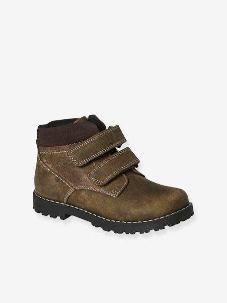 Warme Kinder Klett-Boots mit Anziehtrick khaki 1