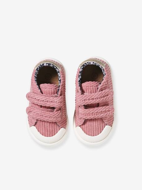 Baby Klett-Sneakers aus Cord - altrosa+himbeer+marine - 5