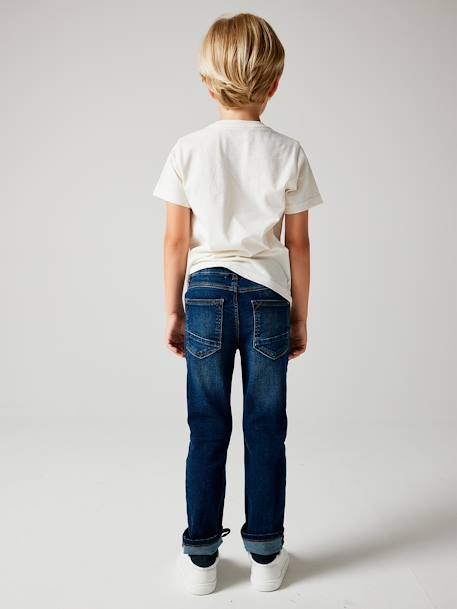 Jungen Straight-Fit-Jeans WATERLESS, Hüftweite REGULAR Oeko Tex, Bundweite verstellbar blue stone+dark blue 15