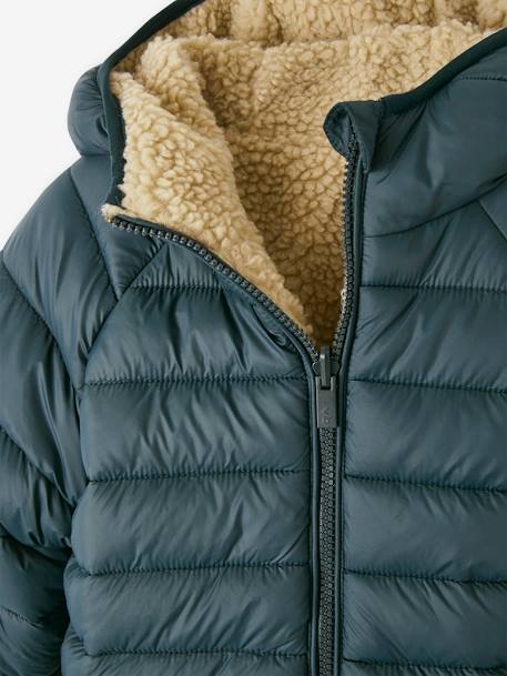 Jungen Wende-Steppjacke mit Teddyfleece, Recycling-Polyester-Wattierung marine+tannengrün 18