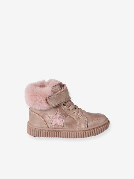 Warme Baby Klett-Sneakers rosa nude 2