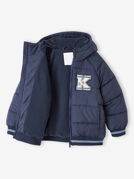 Jungen Steppjacke mit Fleecefutter, Recycling-Polyester - marine+tannengrün - 2