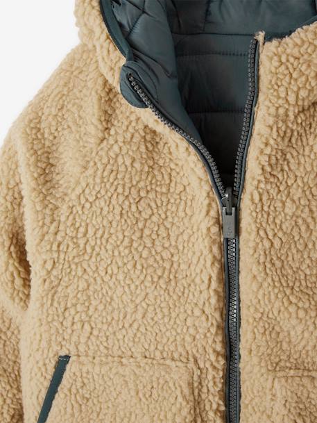 Jungen Wende-Steppjacke mit Teddyfleece, Recycling-Polyester-Wattierung marine+tannengrün 19