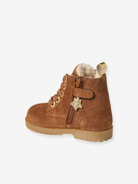 Warme Baby Schnürboots mit Reißverschluss - camel - 3